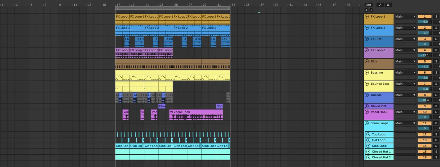 The same 16-bar loop before BUILD
